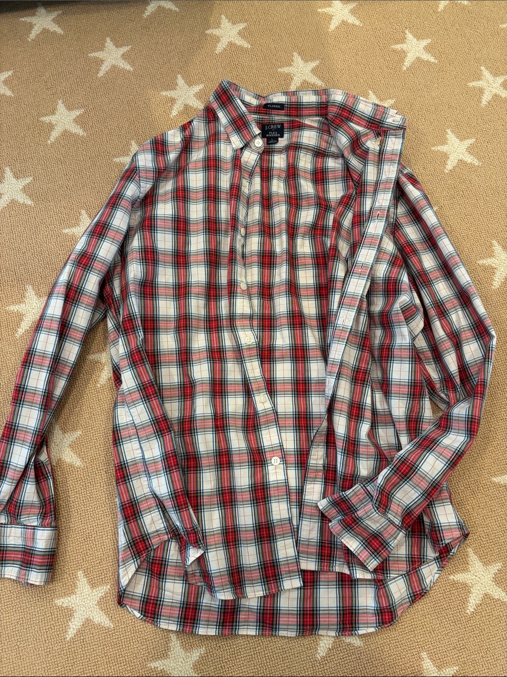 J. Crew Red White and Navy Plaid Button-Down Shirt